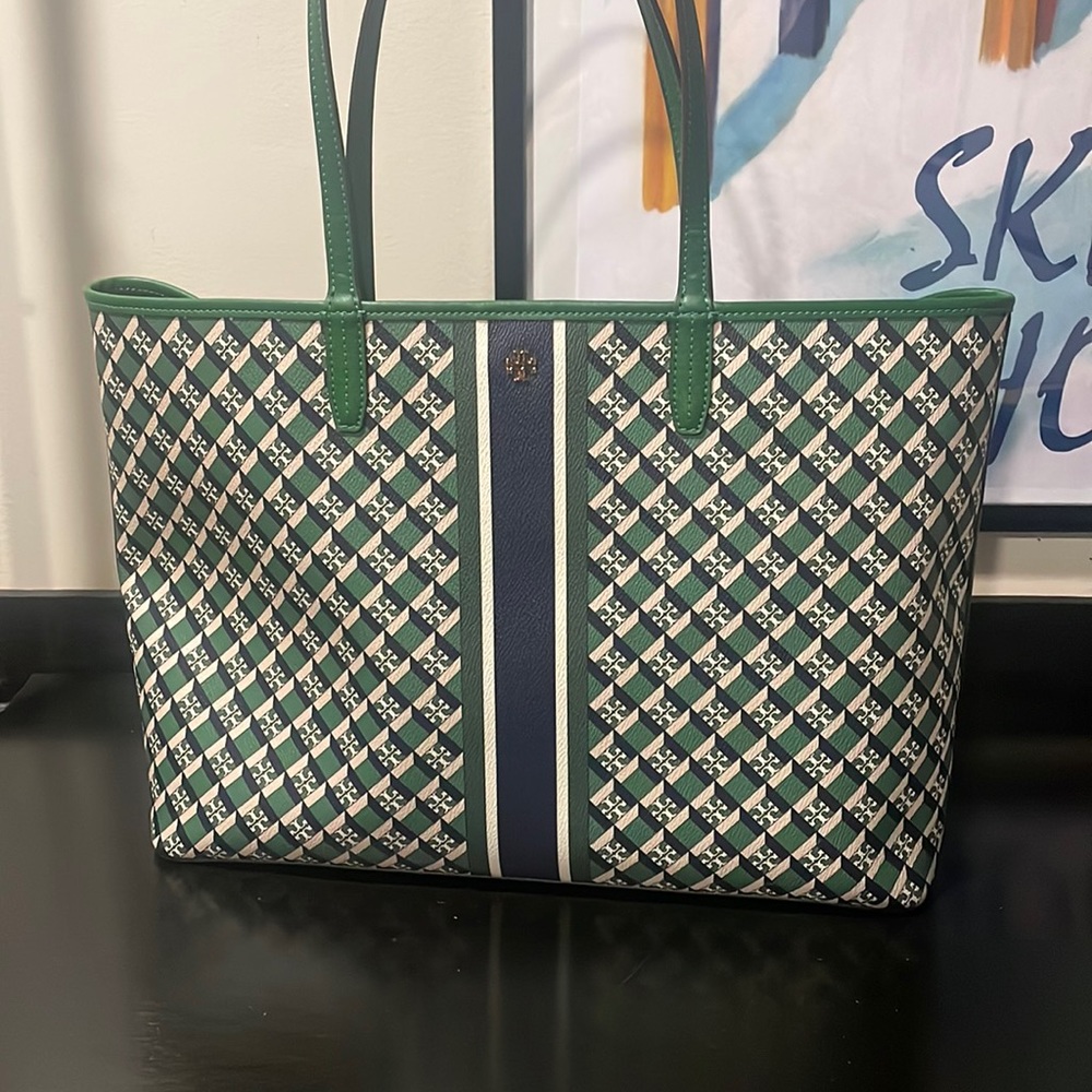 Tory Burch Geo Logo Tote - Green